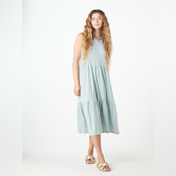 Nation Ltd Melissa Tiered Tank Dress Capri Green - Picture 1 of 9